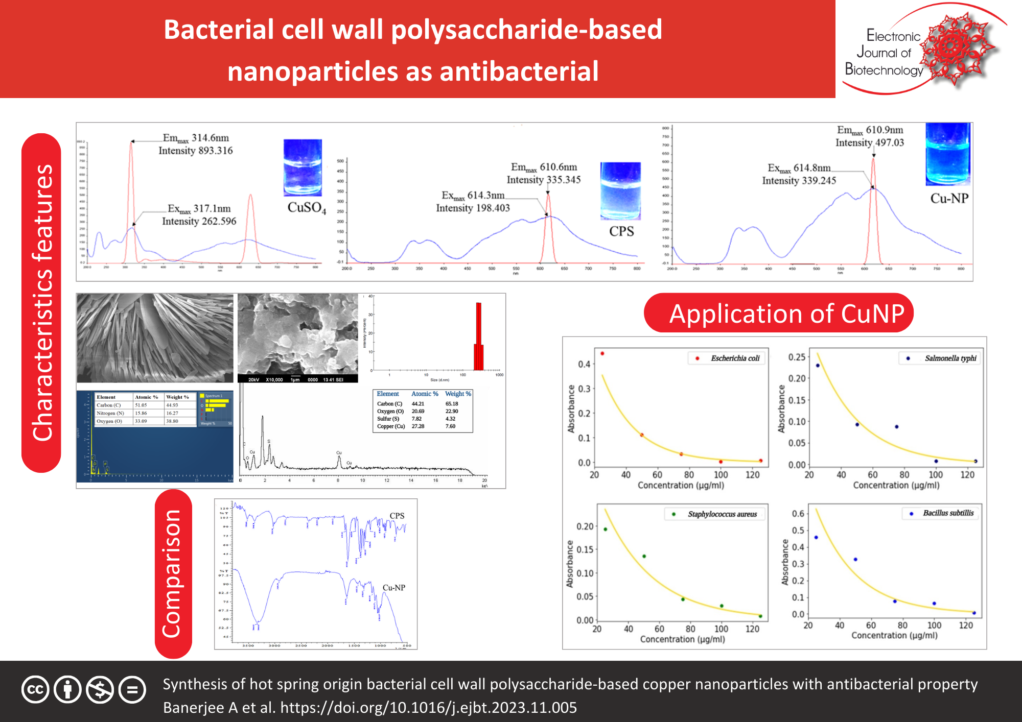 Synthesis of hot spring origin bacterial cell wall polysaccharide-based copper nanoparticles with antibacterial property